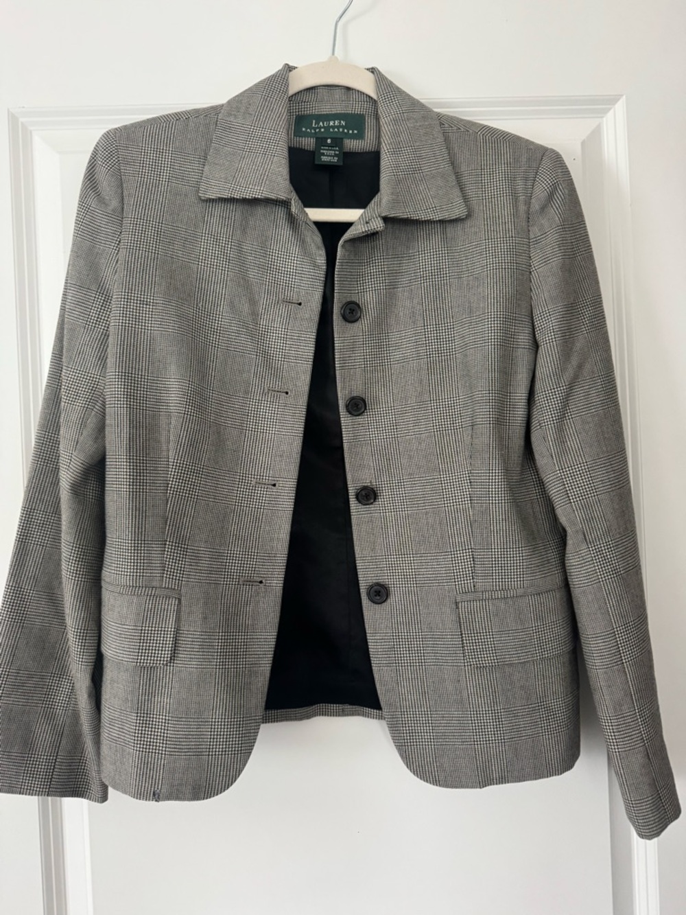 Ralph Lauren Black and White Glen Plaid Blazer